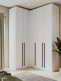 Угловой шкаф для одежды рапсашной с ящиками и антресолью София 2600х1700х1300 мм