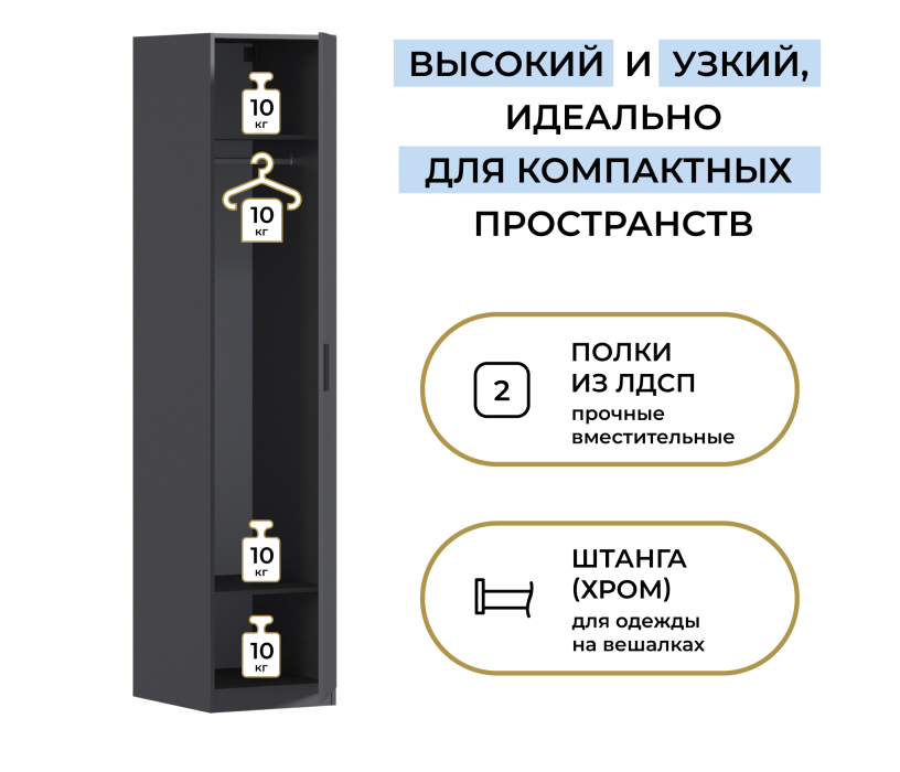 Готовые решения, Шкаф однодверный Макс 500 мм, вариант №1 (ЛДСП)