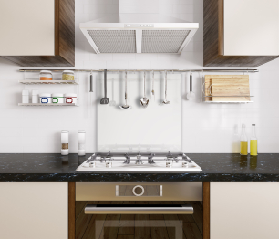 Защитный экран для кухни из закалённого стекла 600*600 мм.