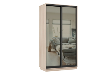 Шкаф-купе Премьер 12 (01ЗГ;01ЗГ) фасады зеркало графит/двухдверный/Профиль чёрный муар