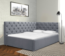 Мягкая кровать, Кровать с мягким изголовьем угловая Оливия 900, микровелюр