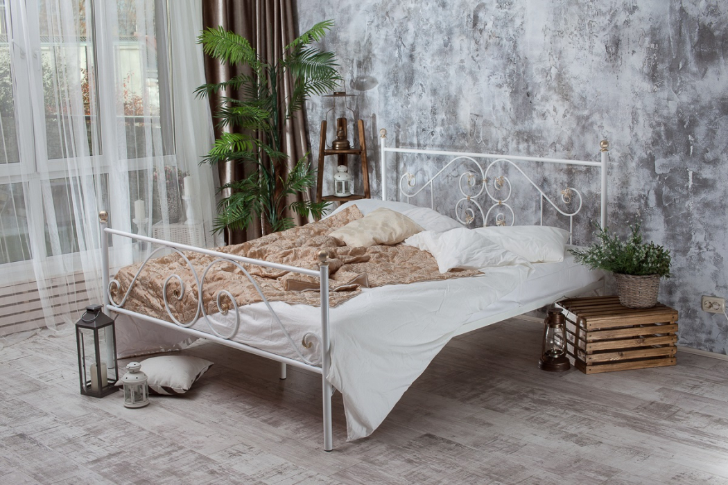 Кованые кровати, Кованая кровать Камелия 1.4 с двумя спинками