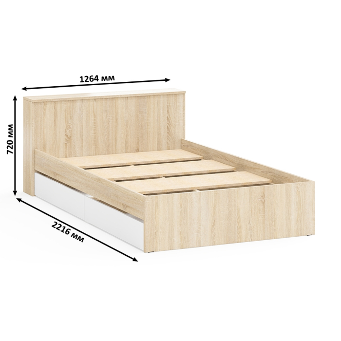 Спальные гарнитуры, Кровать с ящиками Ксения со спальным местом на 1200 и косметический столик с подсветкой СТ-5