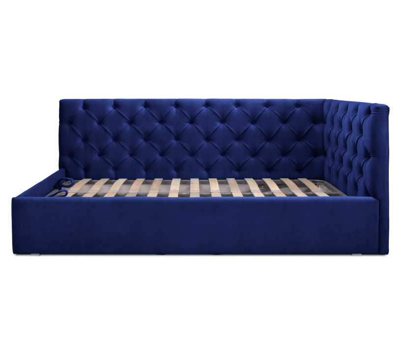 Мягкая кровать, Кровать с мягким изголовьем угловая Оливия 900, микровелюр