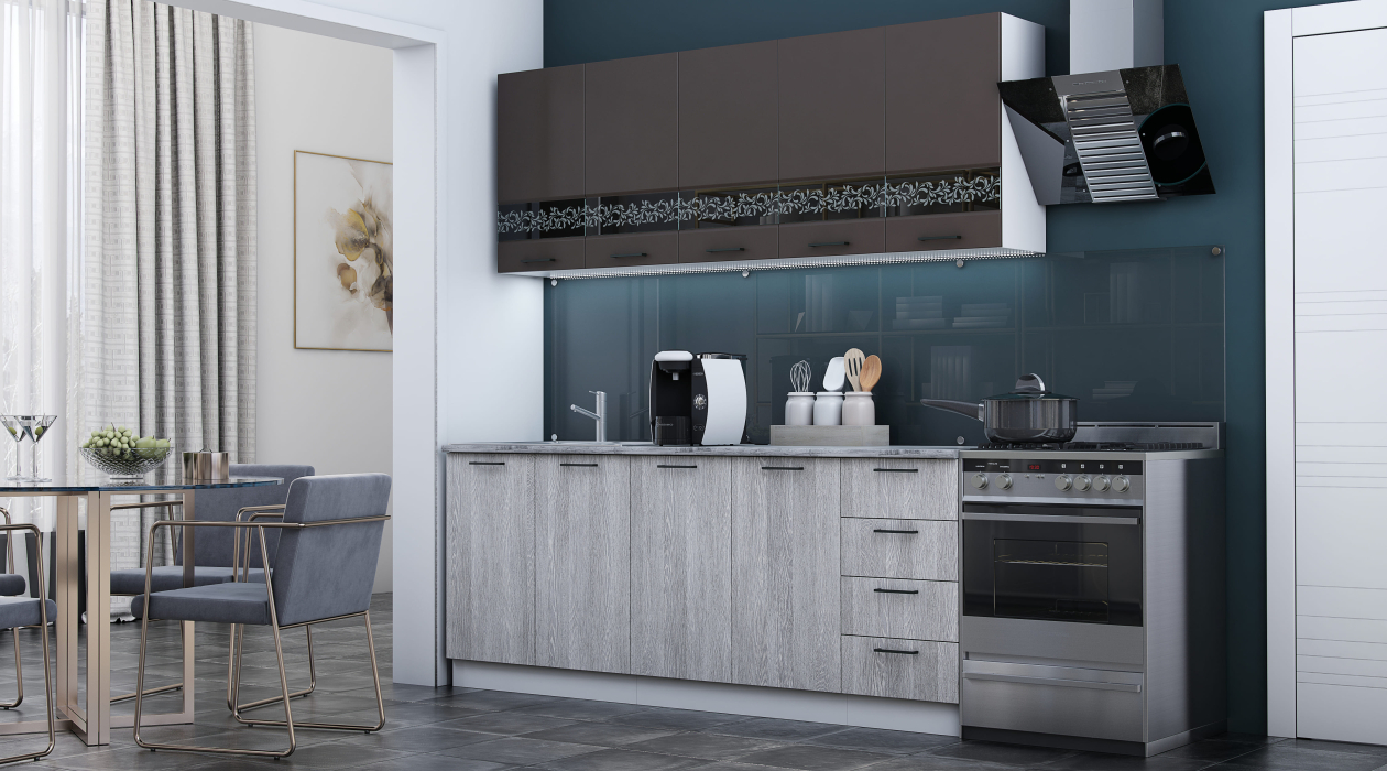 Кухонные гарнитуры, Кухня Милена 2,0 м Смоки софт/Вяз МДФ