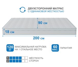 Столлайн / Матрас Сити-Альмерия в чехле Cooler в скрутке 900х2000