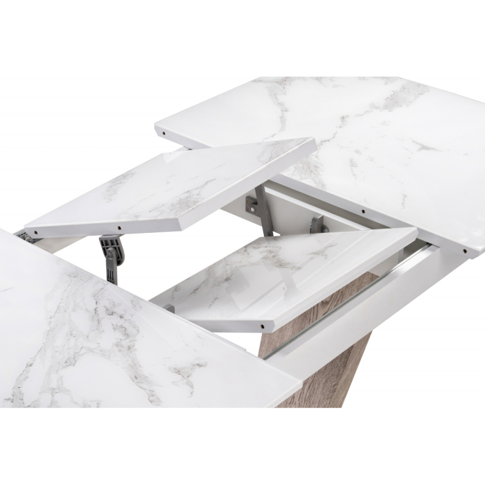 Обеденные столы, Стол Петир 120 дуб с пилением / белая шагрень