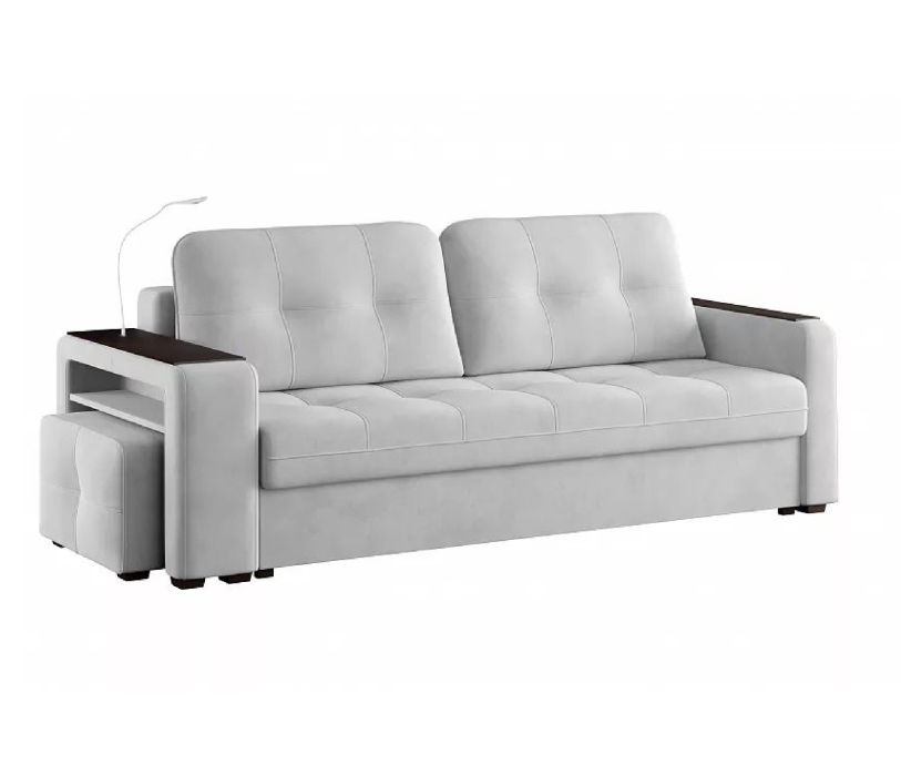 Диваны с ящиком для белья, Диван-кровать прямой Smart 4 пуф слева Велюр