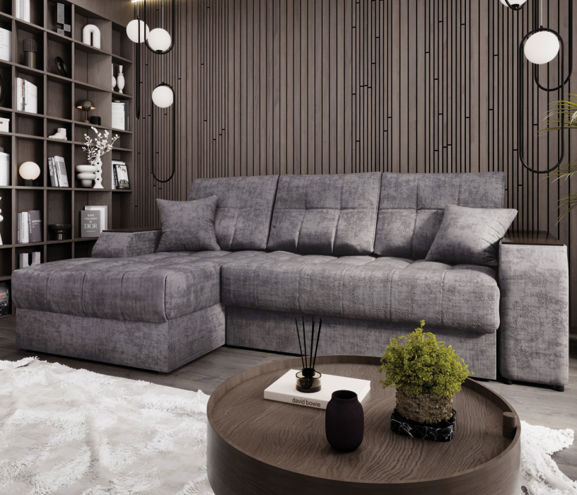 Диваны угловые в гостиную, Угловой диван-кровать Лас-Вегас левый, шенилл