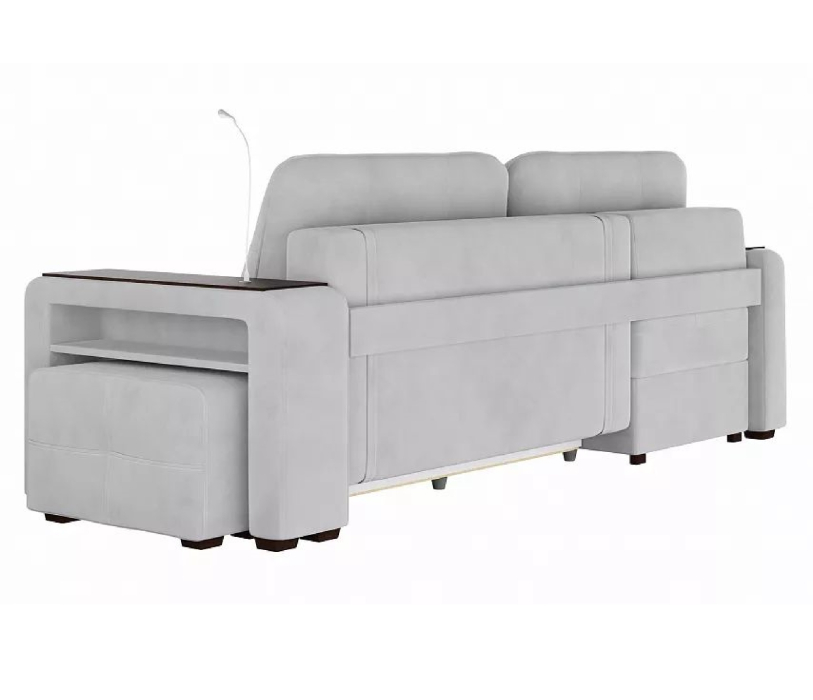 Диваны угловые в гостиную, Диван-кровать угловой Smart 4 пуф справа Велюр