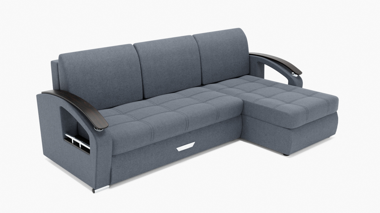 Диваны угловые в гостиную, Угловой диван Дубай-1 с оттоманкой ППУ, велюр