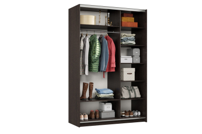 Шкаф-купе Smart 1424 2х дверный (фасады ЛДСП/зеркало) профиль серебро