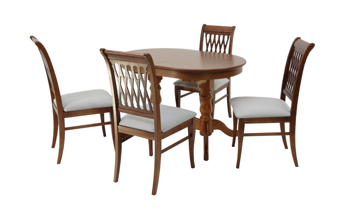 Обеденные группы, Обеденная группа стол Бизе со стульями Рич, орех, серый