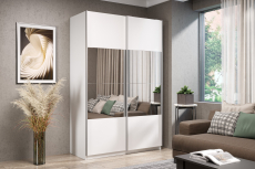 Шкафы-купе 2-х дверные, Шкаф-купе Smart 1224 2х дверный (фасады ЛДСП/зеркало) профиль серебро