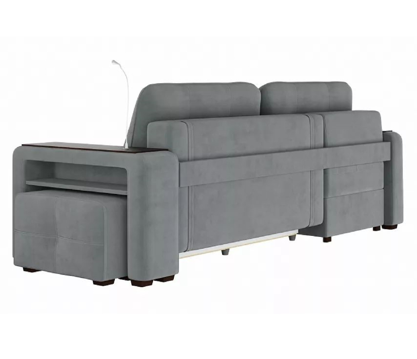 Диваны угловые в гостиную, Диван-кровать угловой Smart 4 пуф справа Велюр