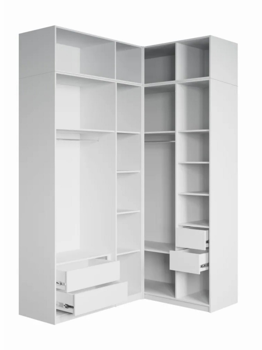 Шкафы, Угловой шкаф для одежды распашной с ящиками и антресолью, София, 2600х1700х1300мм