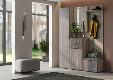 Вешалка Шаде В-3406, дуб серый, черный ясень, ткань simple 27