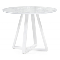 Обеденные столы, Стол стеклянный Норфолк 100х78 (белые ноги)