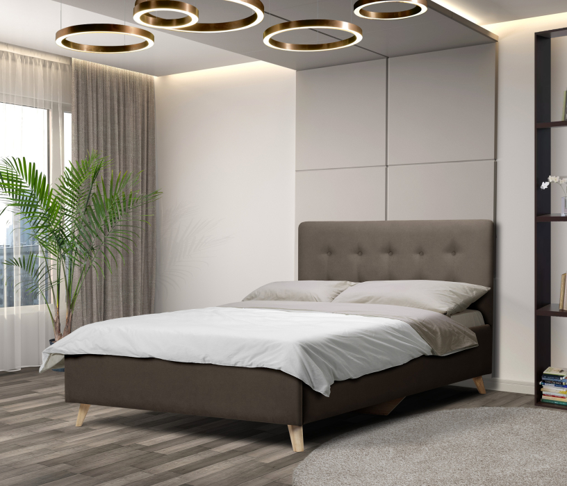 Односпальные, Кровать с мягким изголовьем Адель 0,9, микровелюр