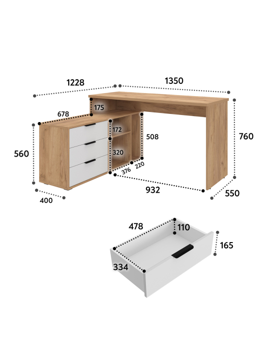Письменные столы, Стол с тумбой Оптима ОП-21