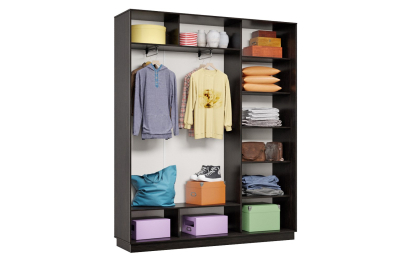 Шкаф-купе Премьер 23 (01РЧ;01РЧ;01РЧ) фасады ромб чёрный/трёхдверный/Профиль чёрный муар