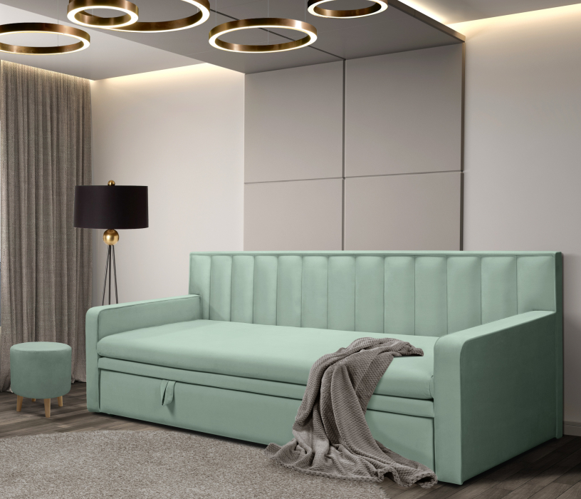 Мягкая кровать, Кровать тахта Манхэттен НПБ 1600, микровелюр