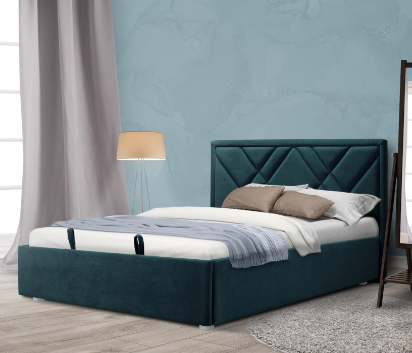 Мягкая кровать, Кровать с мягким изголовьем Сидней 140 с подъемным механизмом, микровелюр