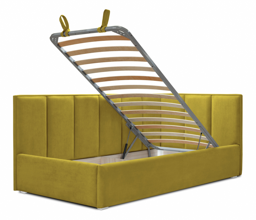 Кровати с мягким изголовьем, Кровать угловая 120 с подъемным механизмом, микровелюр