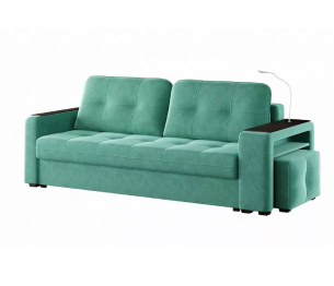 Диван-кровать прямой Smart 4 пуф справа Велюр