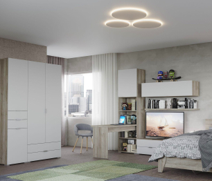 Шкаф Анима ШК-3014, дуб серый, белый