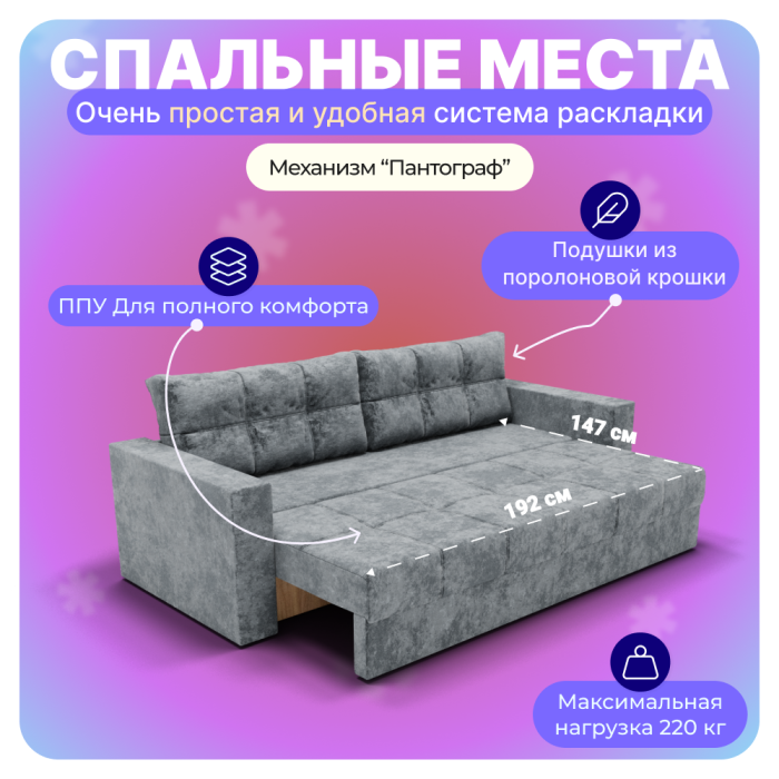 Диваны прямые, Прямой диван Рио, ППУ, Симпл