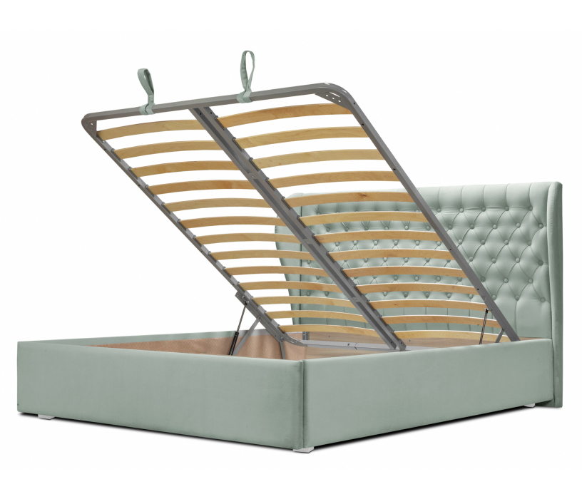 Мягкая кровать, Кровать с мягким изголовьем Мишель 1600 с подъемным механизмом, микровелюр