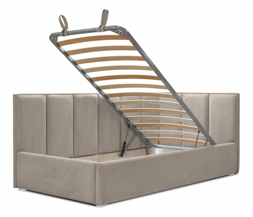 Кровати с мягким изголовьем, Кровать угловая 120 с подъемным механизмом, микровелюр