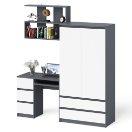Шкаф-комод Мори МШ900.1 с письменным однотумбовым столом левый и открытой полочкой для книг