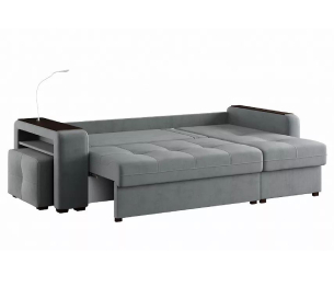 Диван-кровать угловой Smart 4 пуф слева Велюр