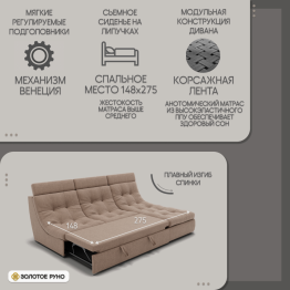 Угловой диван Монако-2 ППУ, велюр