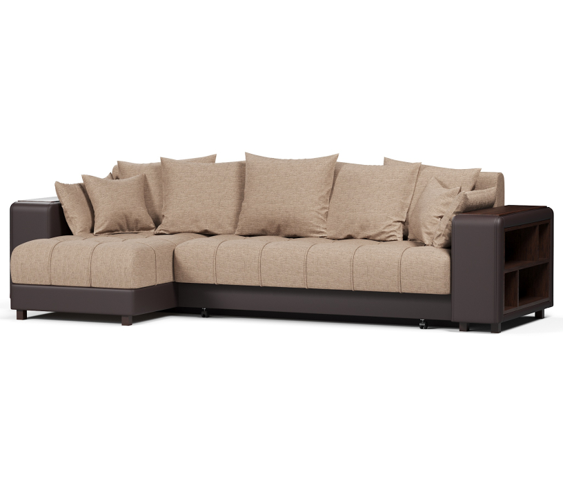 Диваны угловые, Диван угловой Дубай еврокнижка рогожка+экокожа