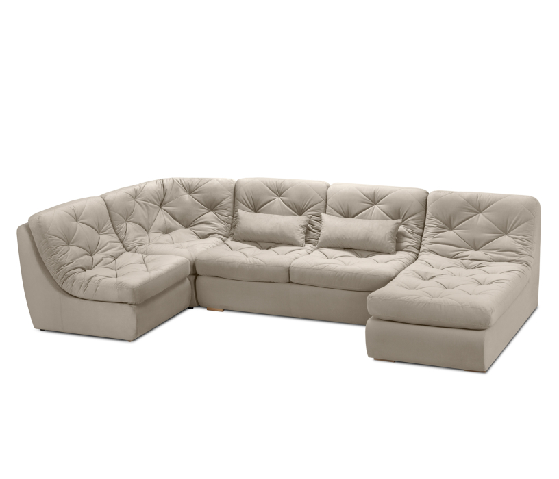 Диваны угловые в гостиную, Диван модульный Борнео со спальным местоп П-образный, велюр