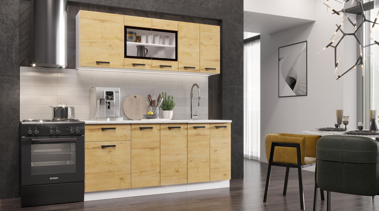 Кухонные гарнитуры, Кухня Хозяюшка 1,8 м Дуб вотан ЛДСП