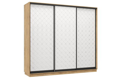 Шкаф-купе Премьер 60  (01РБ;01РБ;01РБ) фасады ромб белый/трёхдверный/Профиль чёрный муар