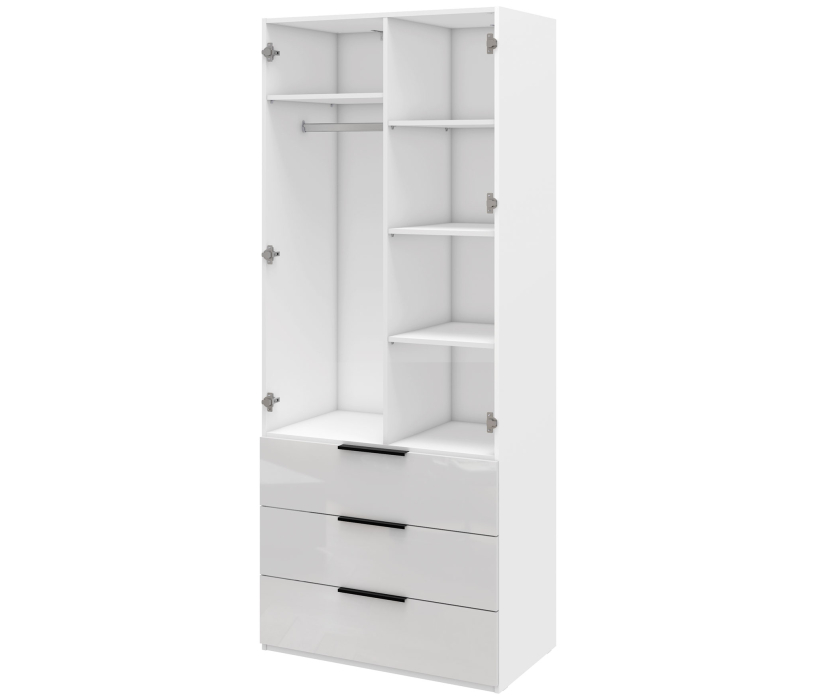 Шкафы распашные, Шкаф 3-х дверный с полками и ящиками, 135 см Люкс