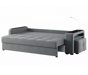 Диван-кровать прямой Smart 4 пуф справа Велюр