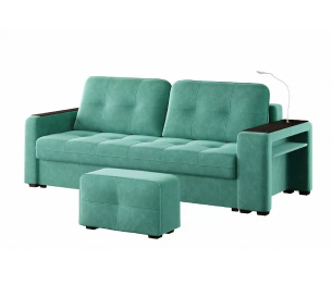 Диван-кровать прямой Smart 4 пуф справа Велюр