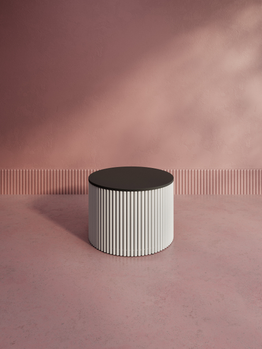 Журнальные столики, Стол круглый журнальный с белым металлическим подстольем TRUBIS Wood M 60