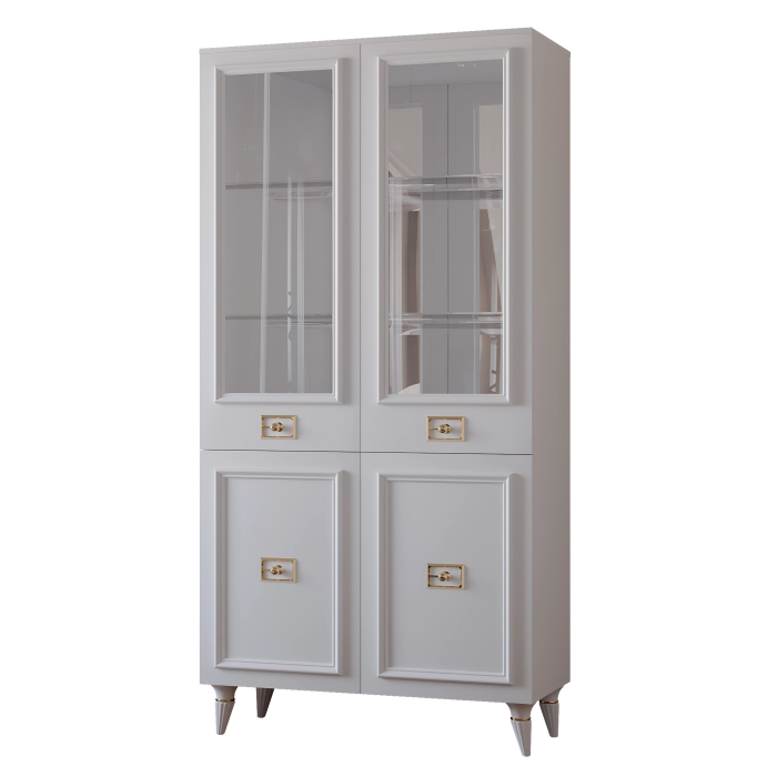 Шкафы распашные, Шкаф витрина Валенсия 2-х дверный золото 100х45х200 см