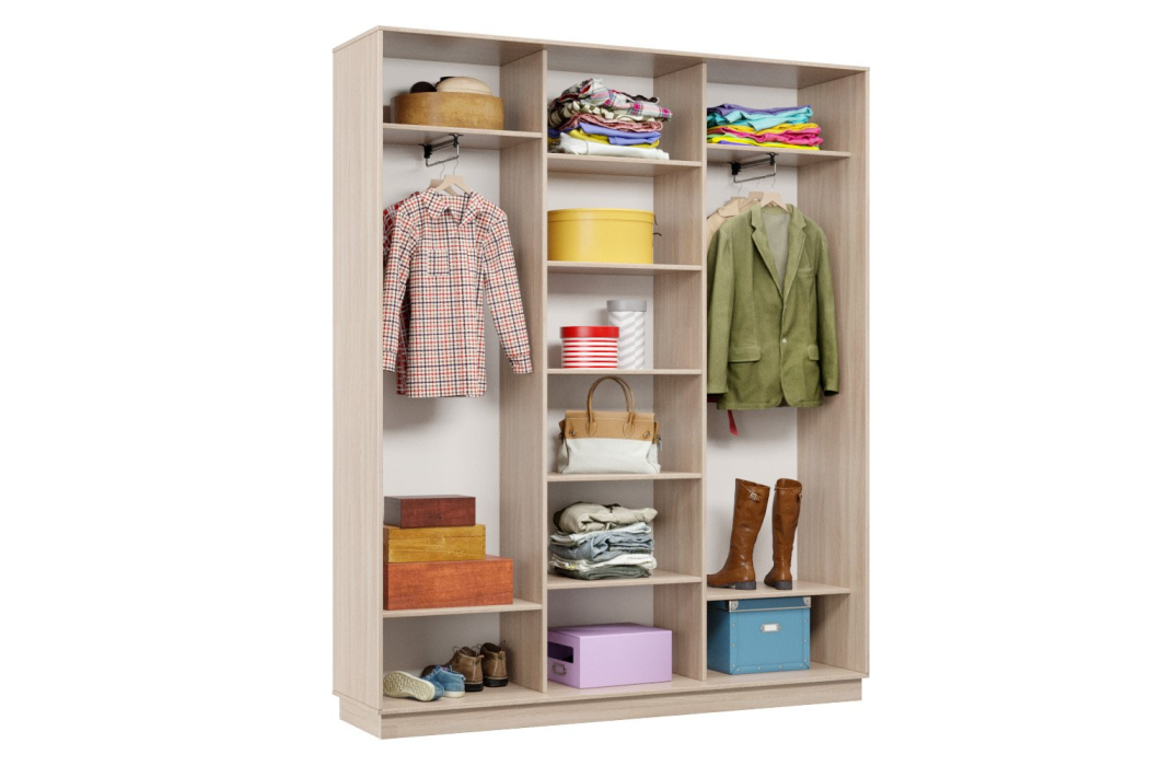 Шкафы-купе 3-х дверные, Шкаф-купе Премьер 27 ясень шимо светлый