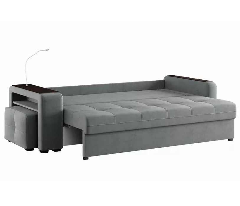Диваны с ящиком для белья, Диван-кровать прямой Smart 4 пуф слева Велюр