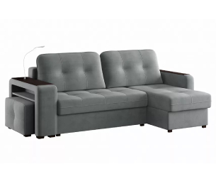 Диван-кровать угловой Smart 4 пуф слева Велюр
