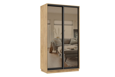 Шкаф-купе Премьер МИНИ 03 (01ЗБ;01ЗБ) фасады зеркало бронза/двухдверный/Профиль чёрный муар