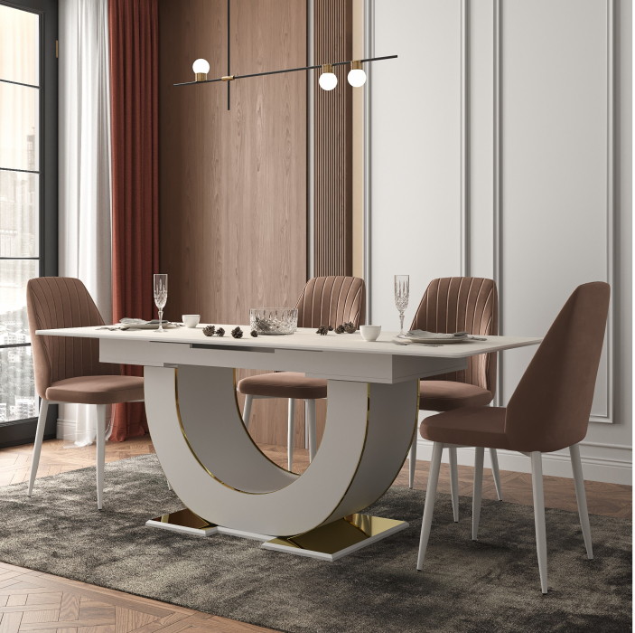 Обеденные столы, Стол Монако, столешница керамогранит (1600/2000х900х820) золото